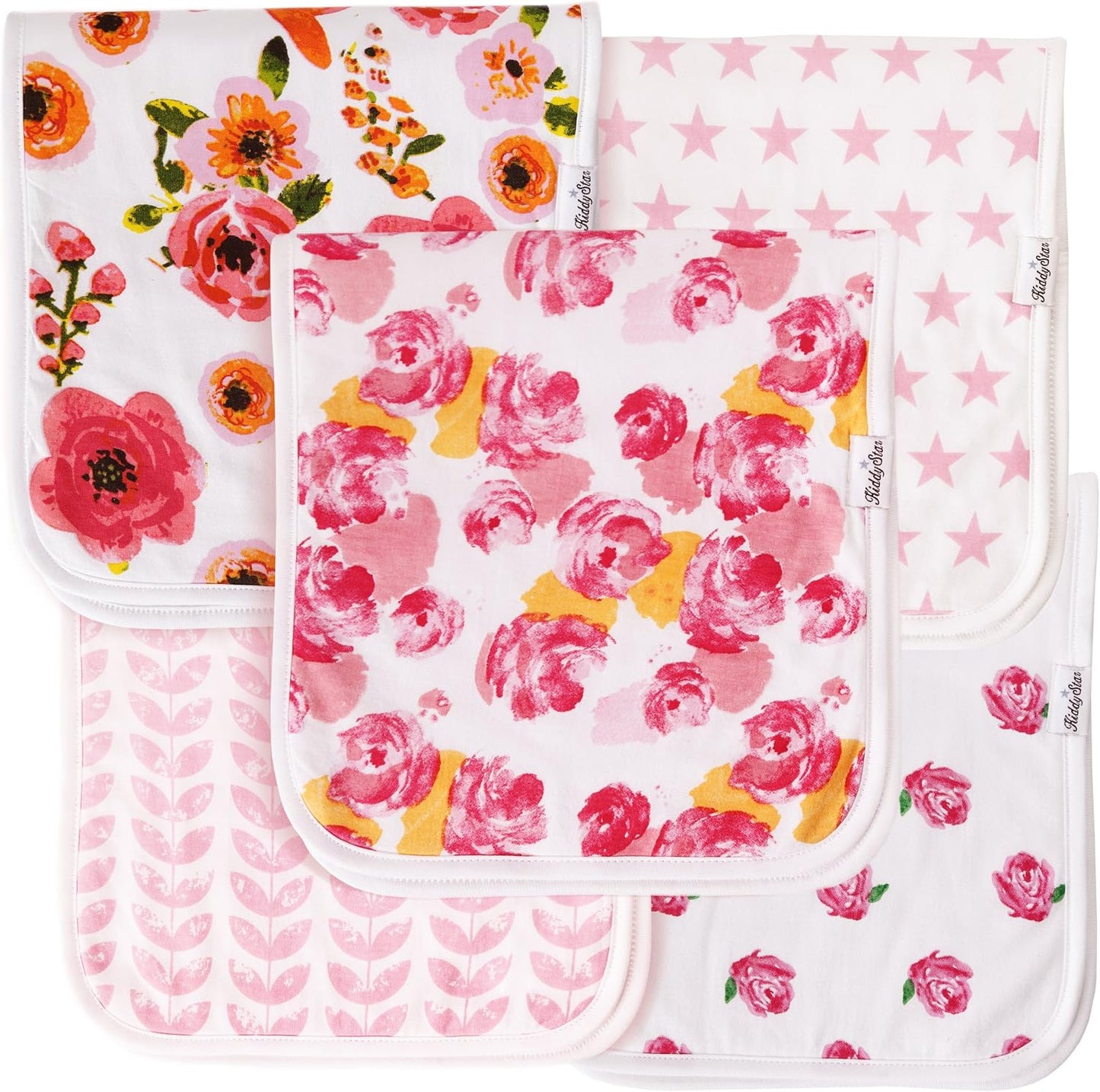 5-Pack Organic Cotton Burp Cloths – Large, Ultra-Soft 3-Layer Towels for Burping, Shoulder & Hand Use, Highly Absorbent