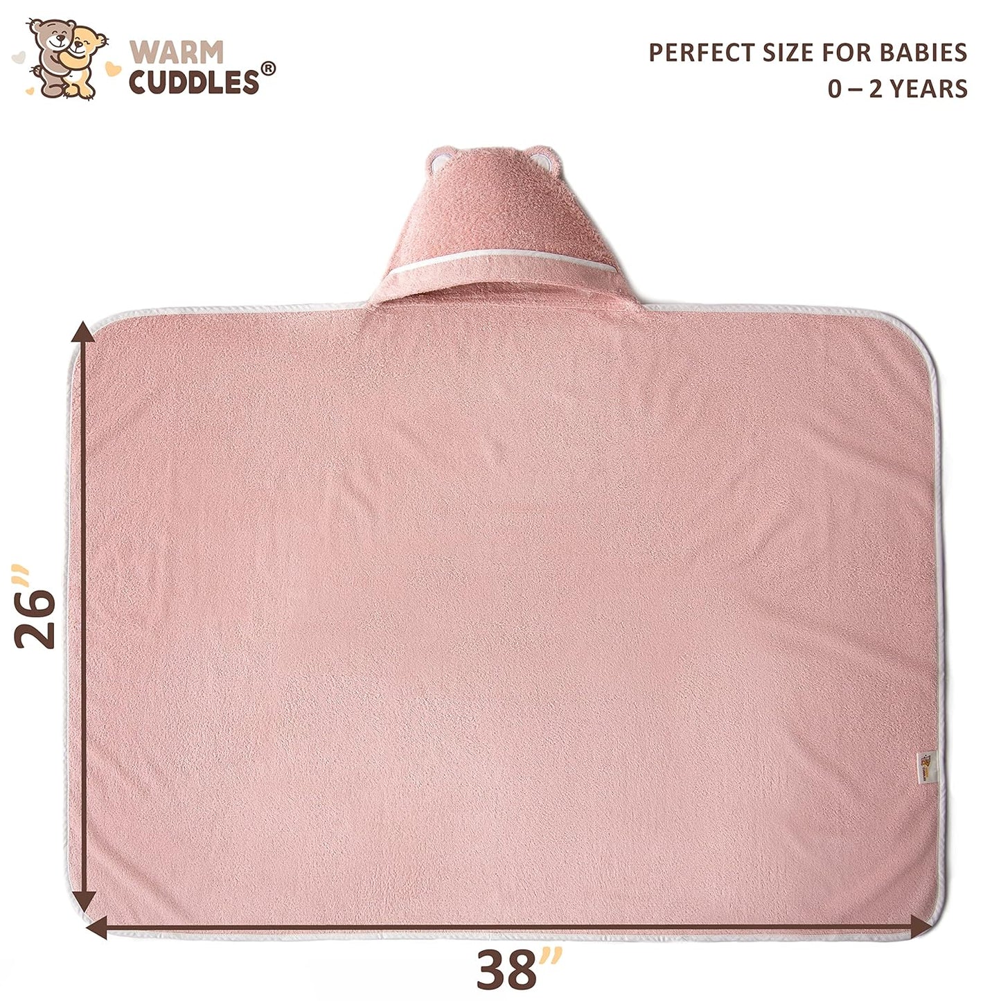Premium Baby Bath Towel - Rayon Made from Bamboo Hooded Baby Towels - Newborn Baby Towel with Hood - Large Hooded Towel for Newborn Infant Boy Girl (Pink)
