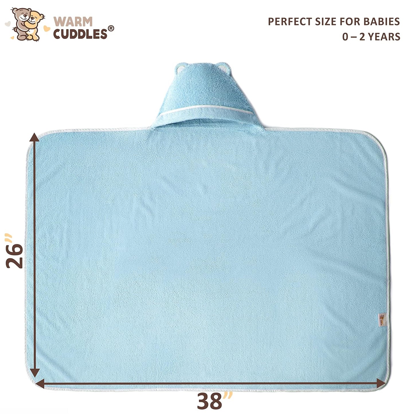 Premium Baby Bath Towel - Rayon Made from Bamboo Hooded Baby Towels - Newborn Baby Towel with Hood - Large Hooded Towel for Newborn Infant Boy Girl (Blue)