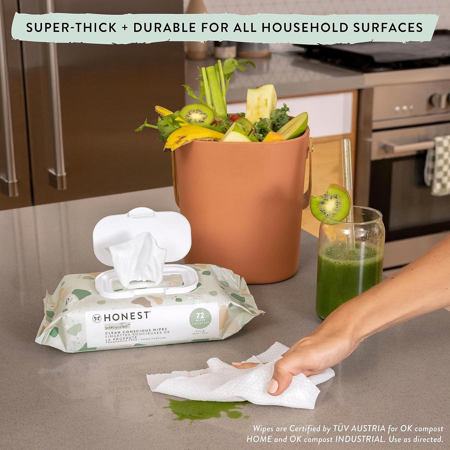 The Honest Company Clean Conscious Multi-Use Wipes, Unscented Hypoallergenic Baby Wipes for Sensitive Skin, 99% Water Plant-Based Compostable Wipes, Geo Mood, 288 Count