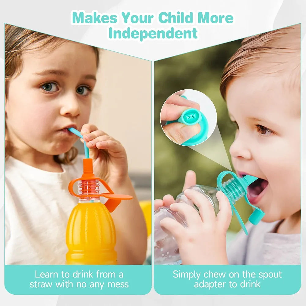 Morlike Living Water Bottle Spout Adapter, Silicone Baby Water Bottle Adapter for Toddlers, Protects Kids Mouth - No Spill & BPA Free (Mix - 4 Pack)