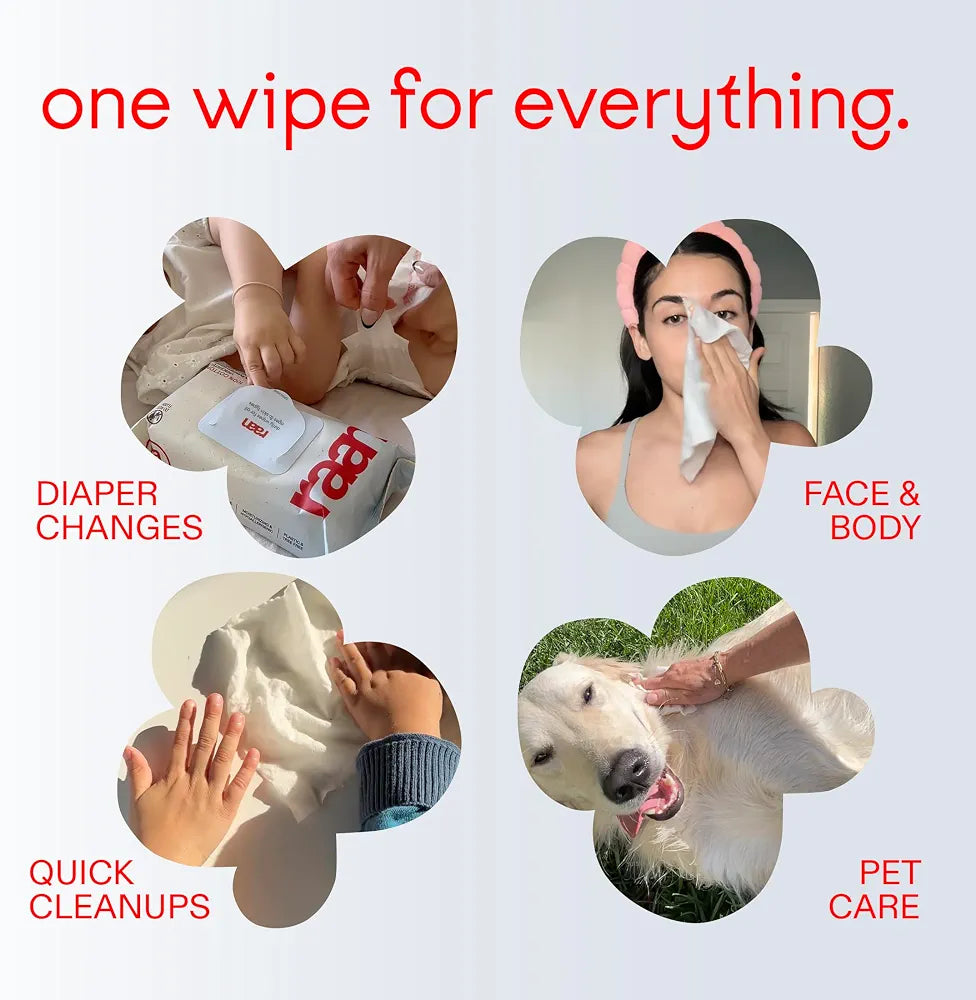Raan, 100% Cotton TRAVEL PACKS Baby & Toddler Wipes, Unbleached, 99% Purified Water, Fragrance Free, EWG verified, Made for Sensitive Skin, Naturally Soft and Durable, 4 TRAVEL-PACK, 40 Count